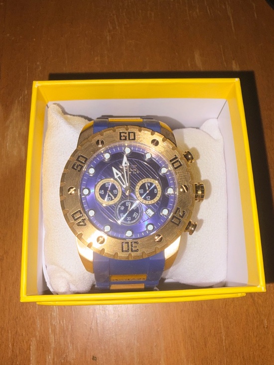 Invicta Other - Invicta Blue Silicone Strap Gold-Tone Case Chronograph
